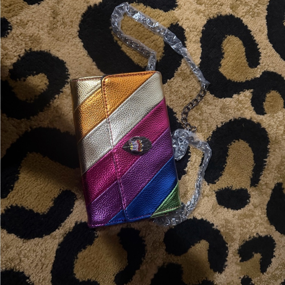 Kurt Geiger Rainbow Striped Clutch